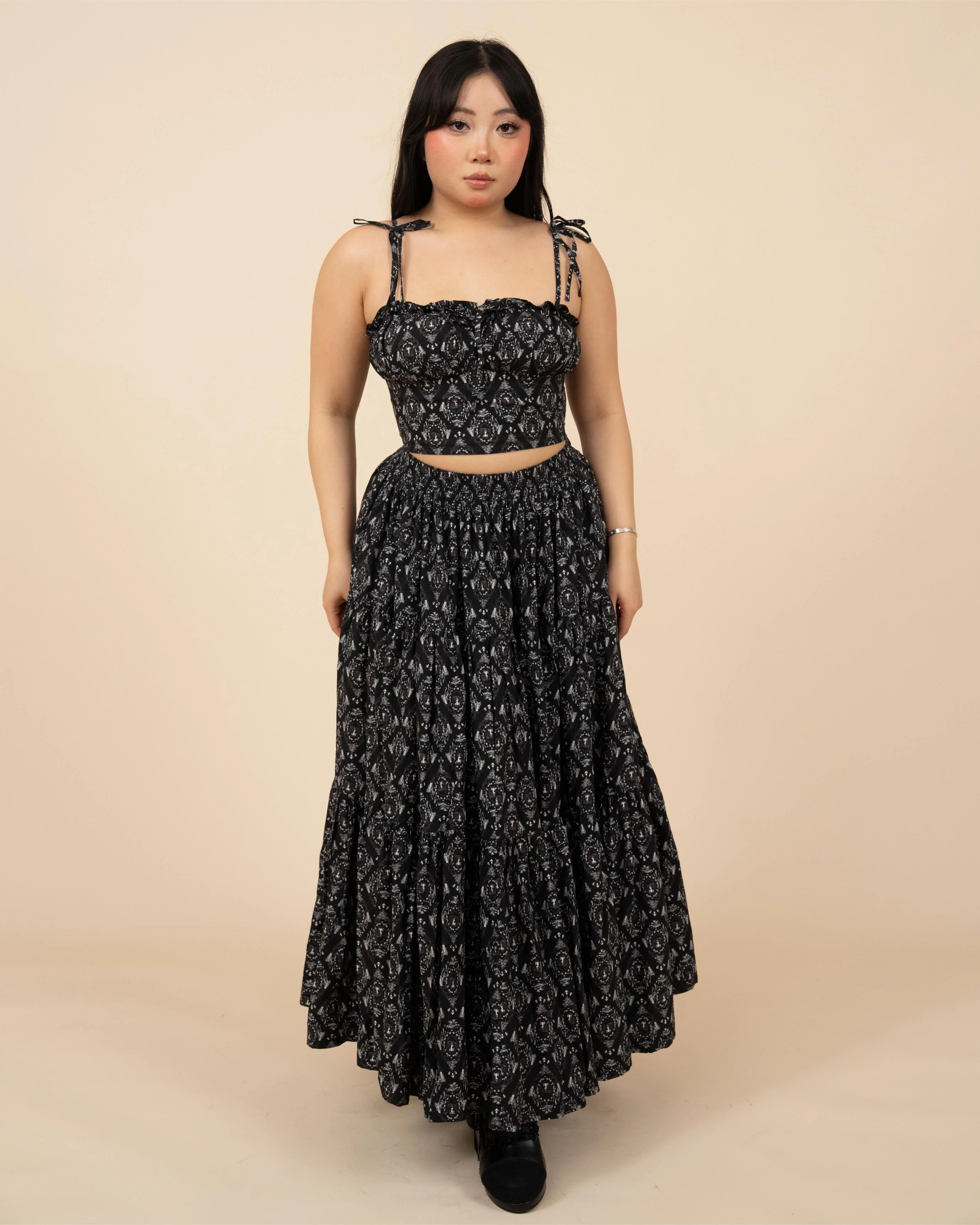 Black Damask Mushroom Skirt - Image 10