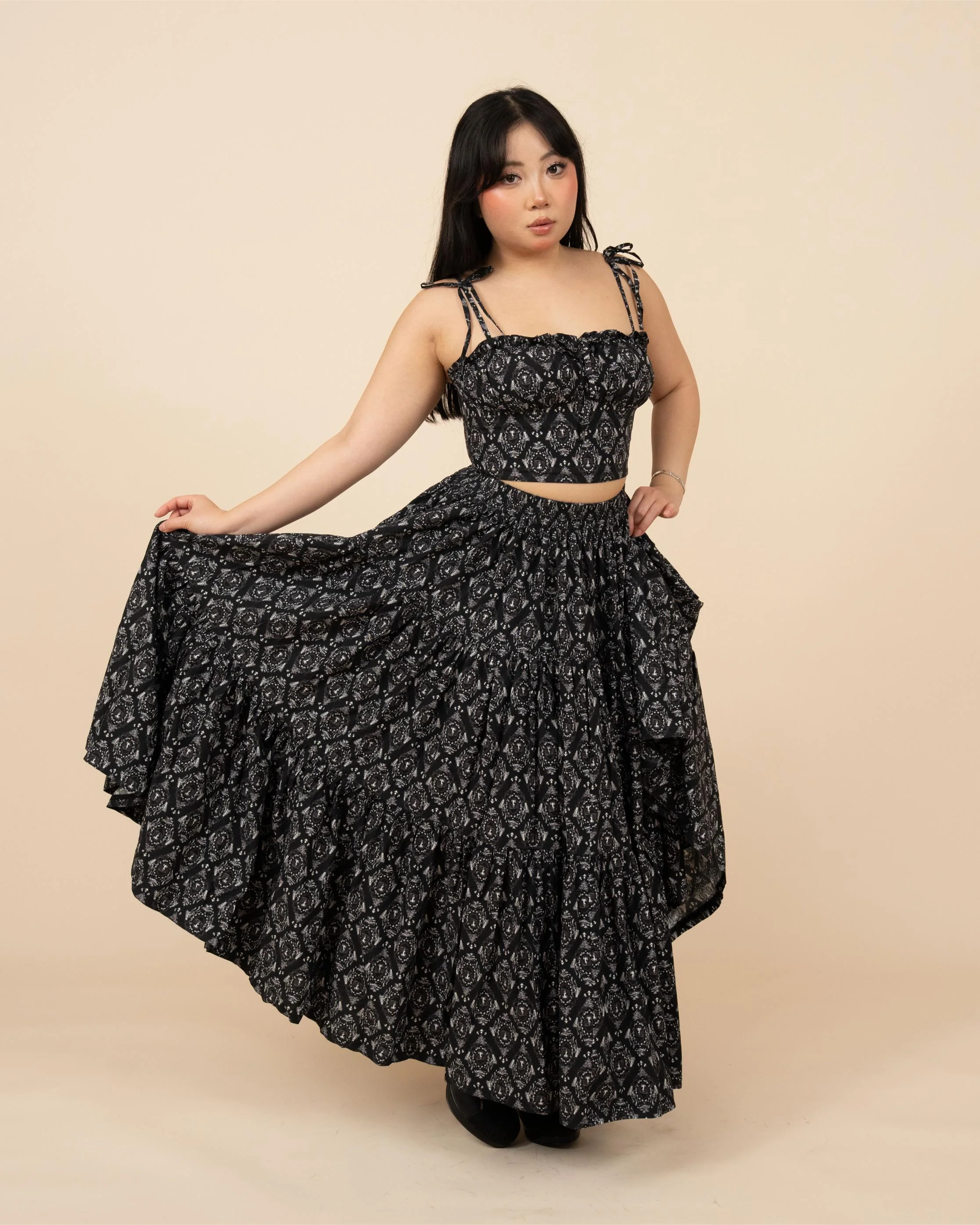 Black Damask Mushroom Skirt - Image 14