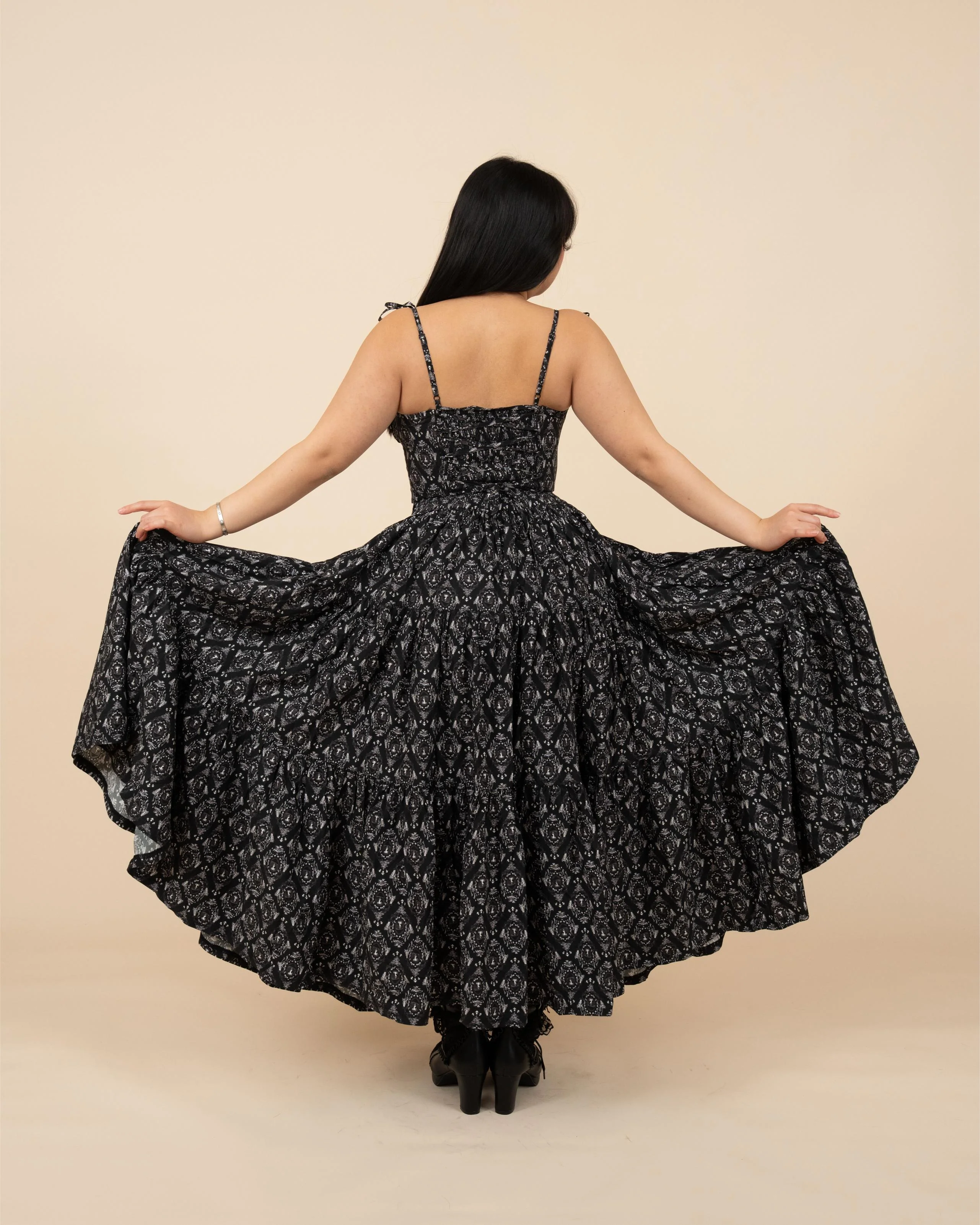 Black Damask Mushroom Skirt - Image 3