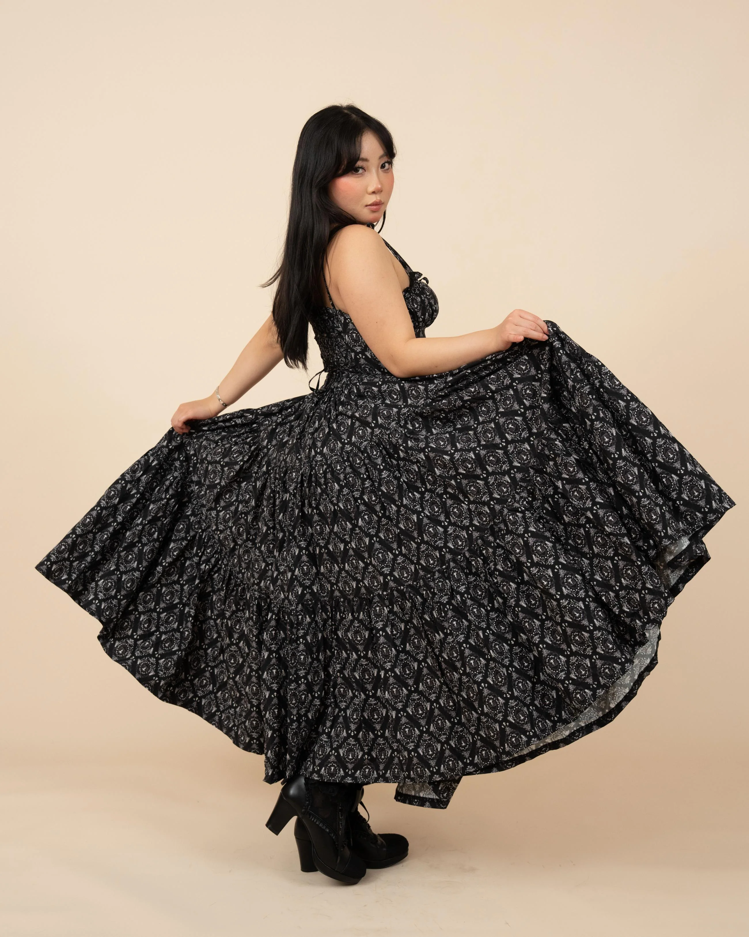 Black Damask Mushroom Skirt - Image 6