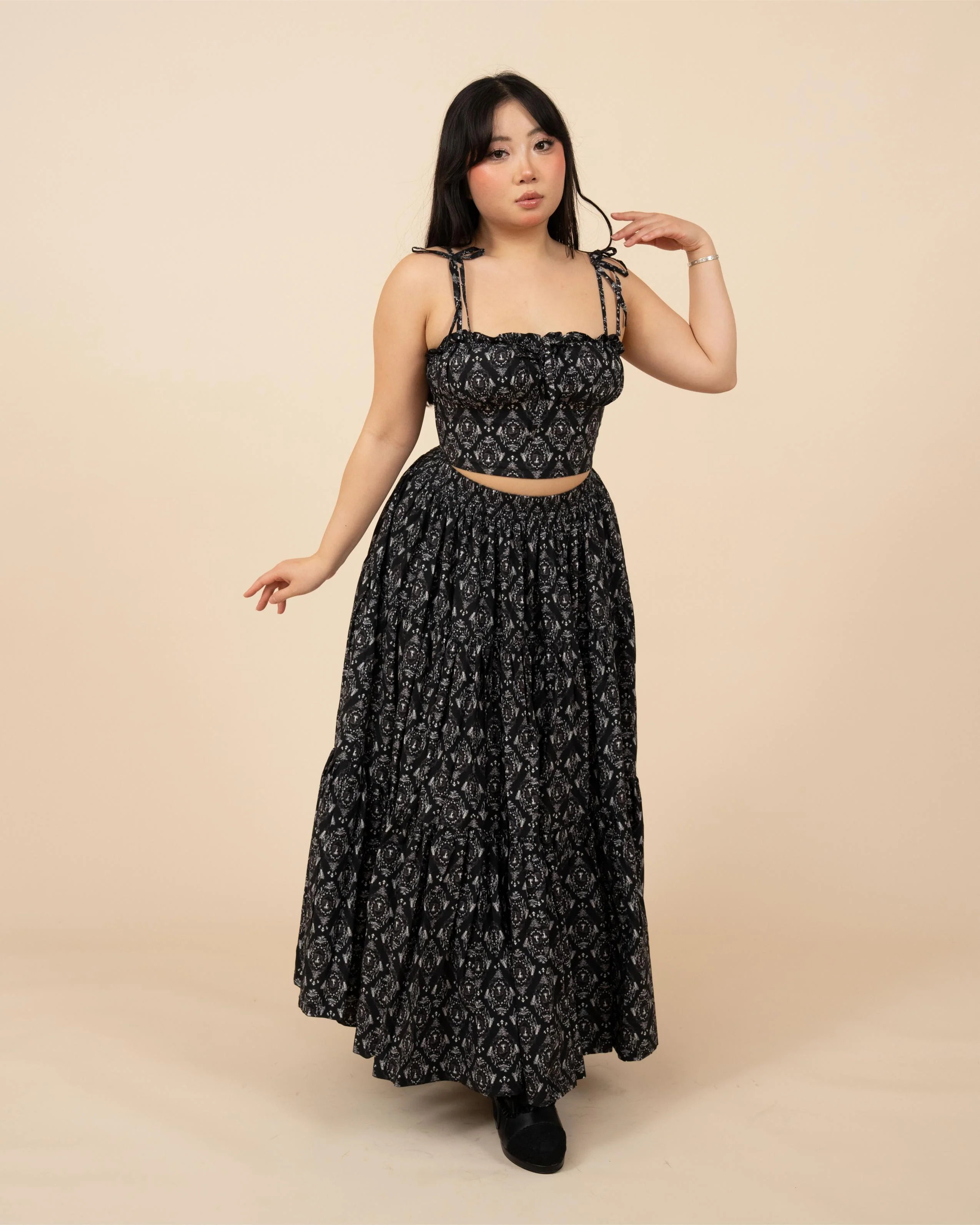 Black Damask Mushroom Skirt - Image 7