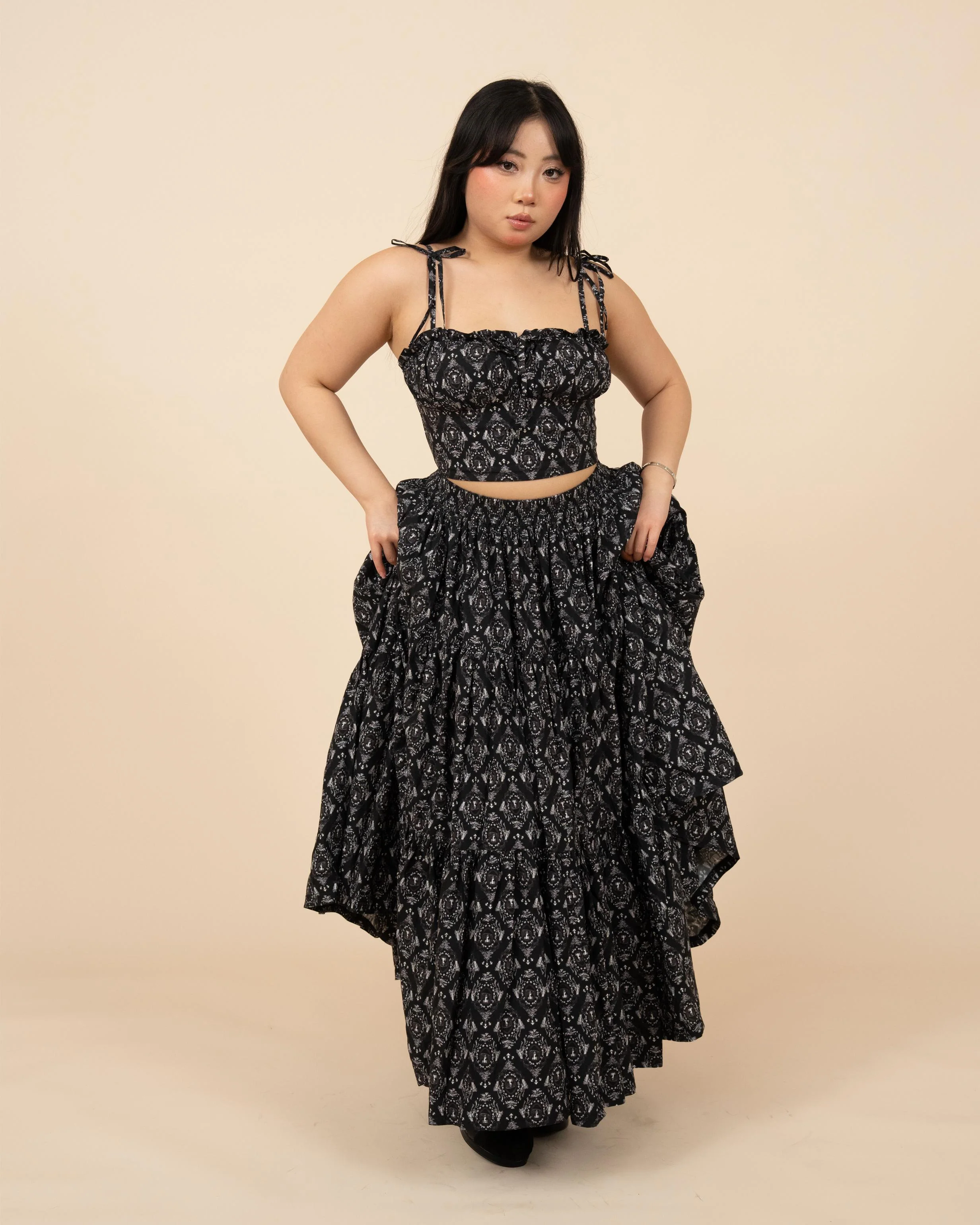 Black Damask Mushroom Skirt - Image 8