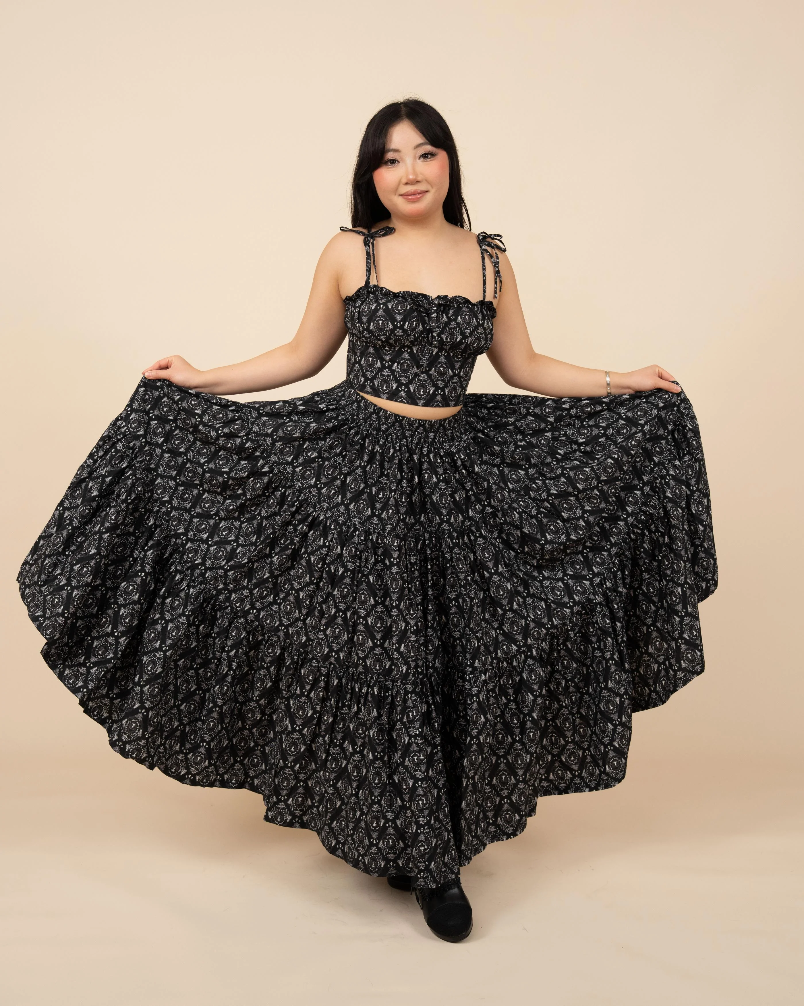 Black Damask Mushroom Skirt - Image 9