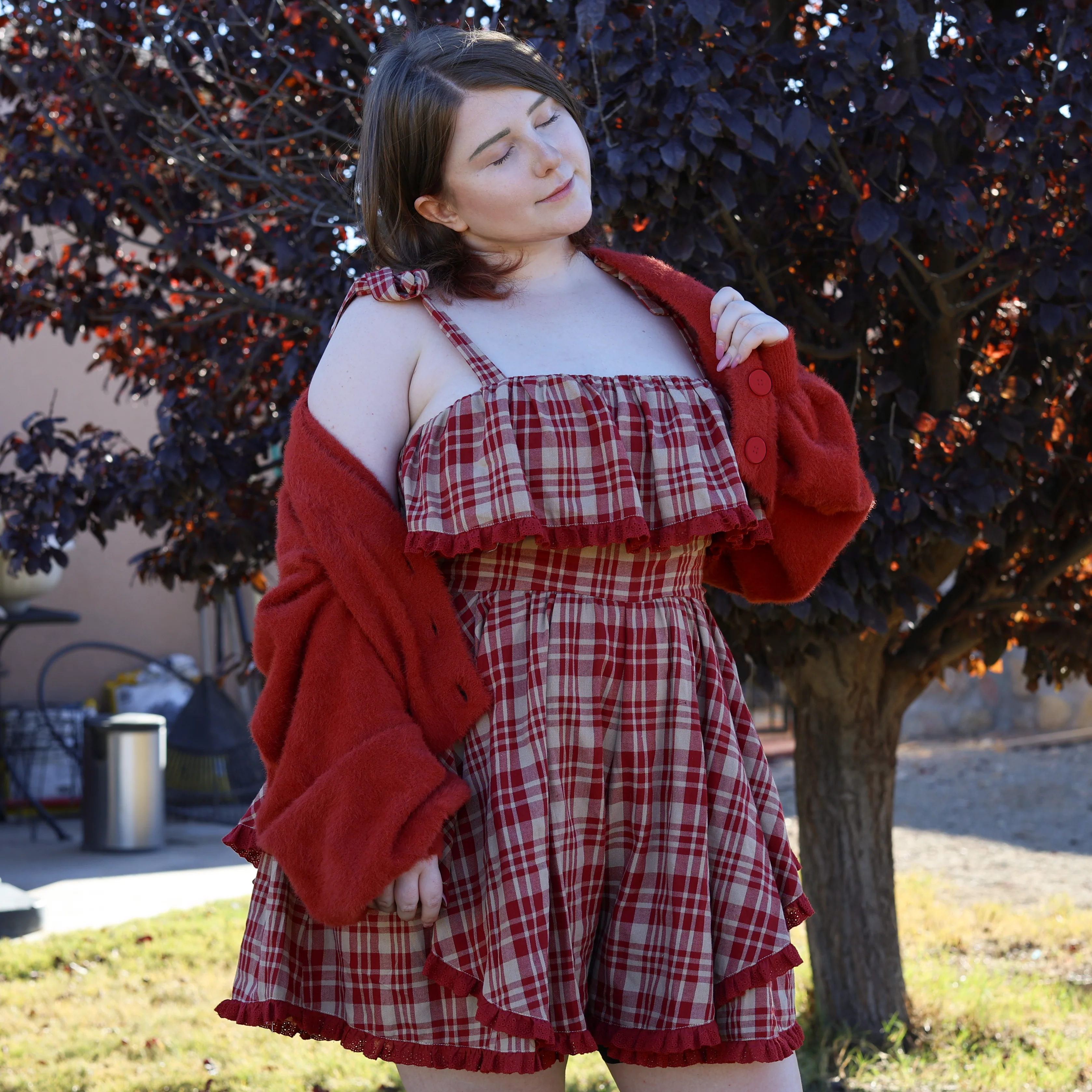 Cropped Fuzzy Crimson Cardigan - Image 3