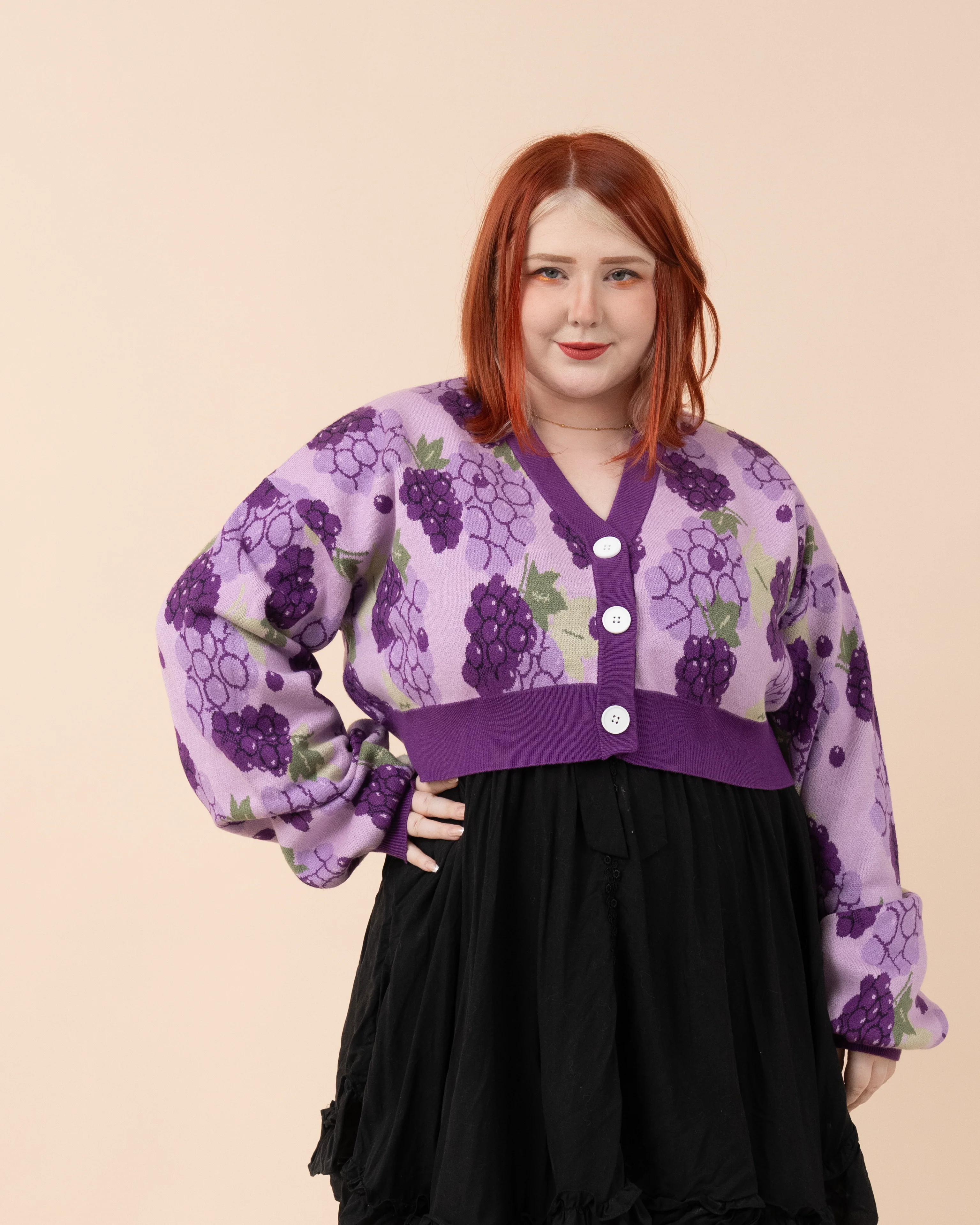 Cropped Grape Cardigan - Image 3