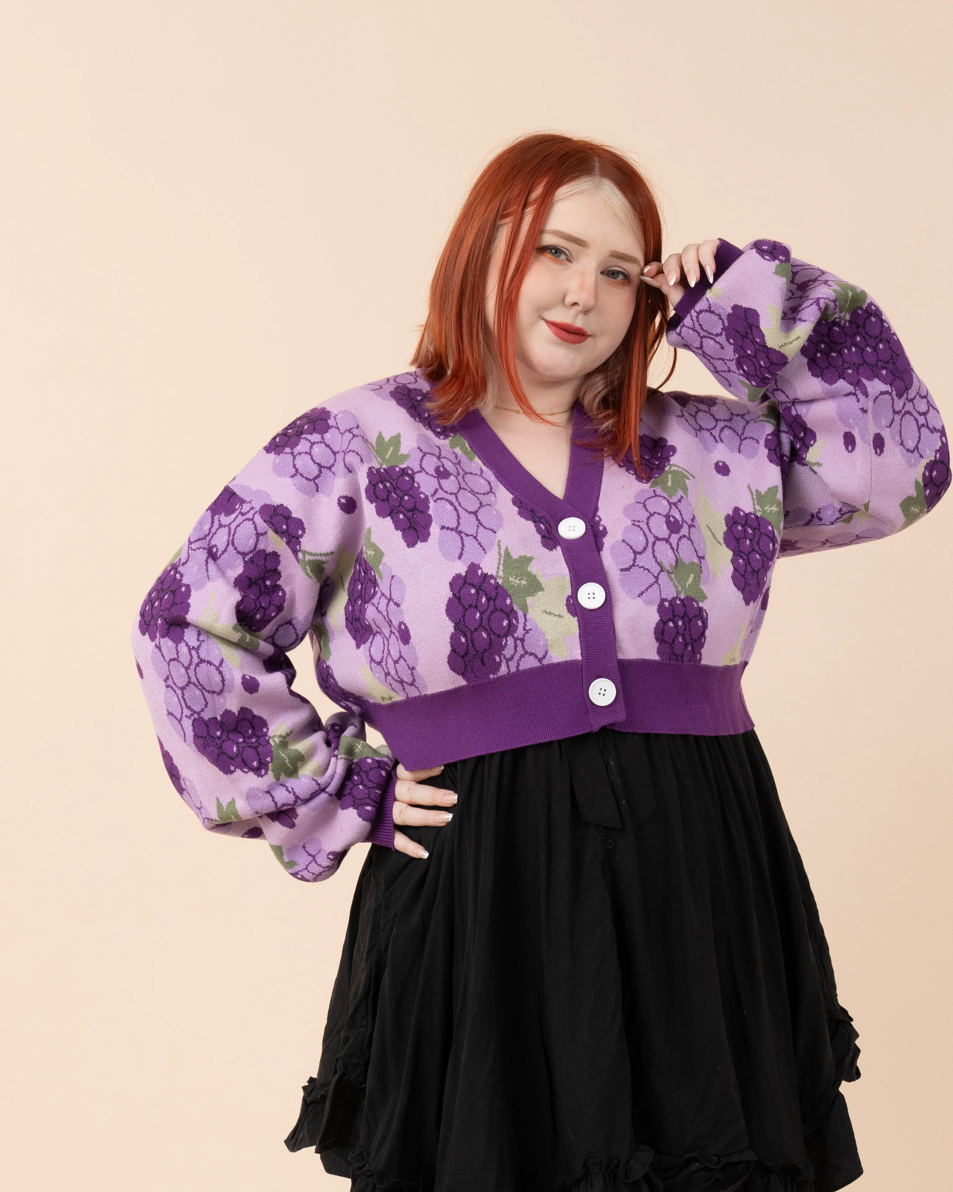 Cropped Grape Cardigan - Image 4