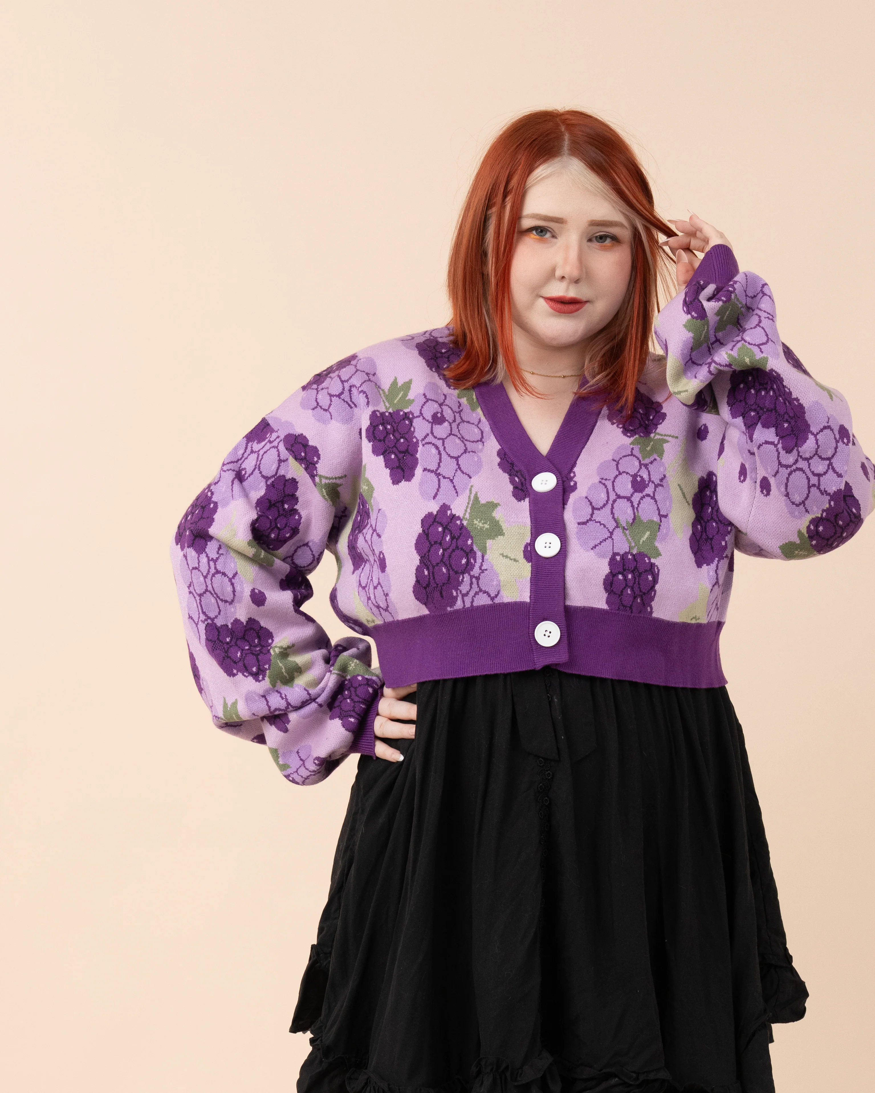Cropped Grape Cardigan - Image 5