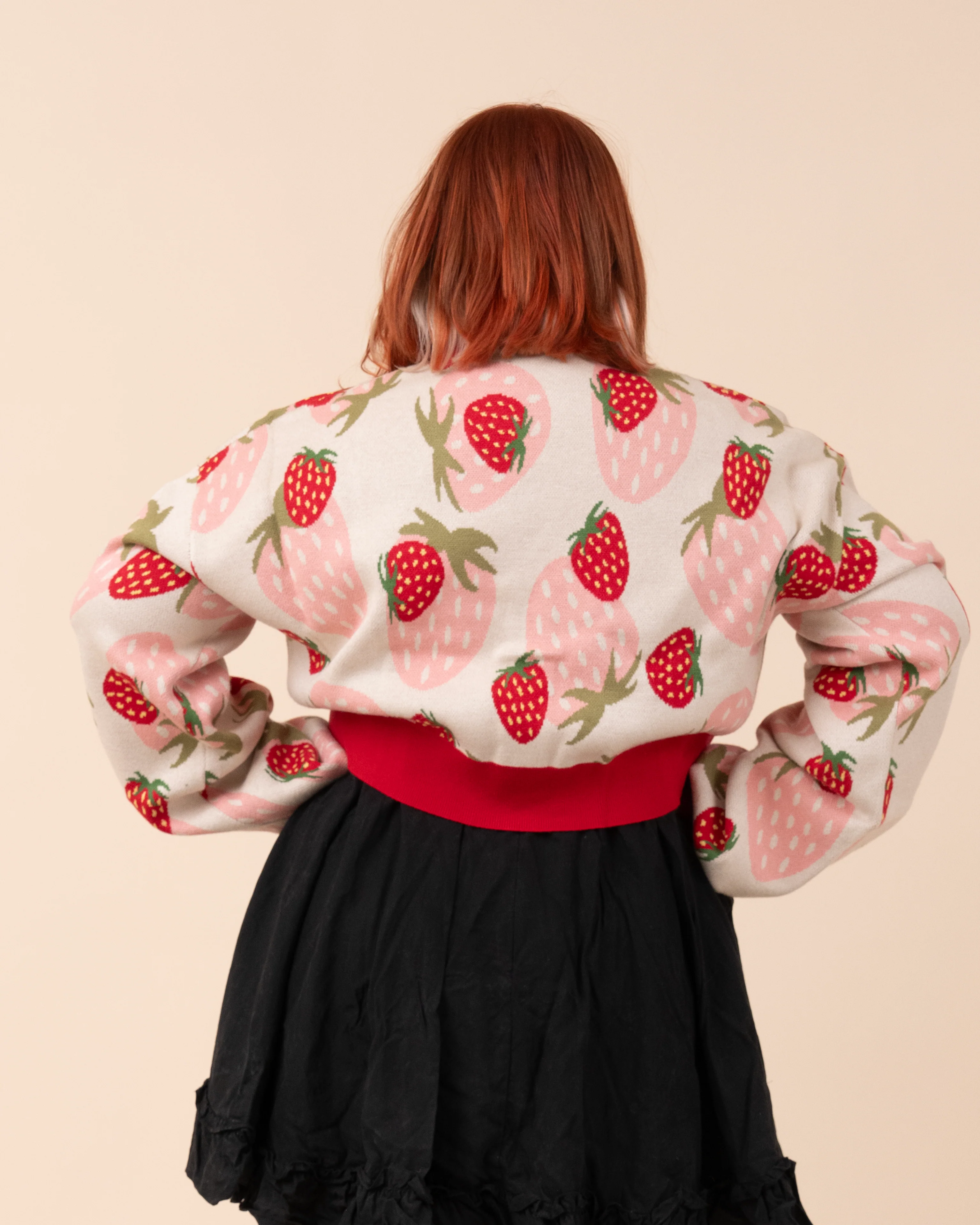 Cropped Strawberry Cardigan - Image 3