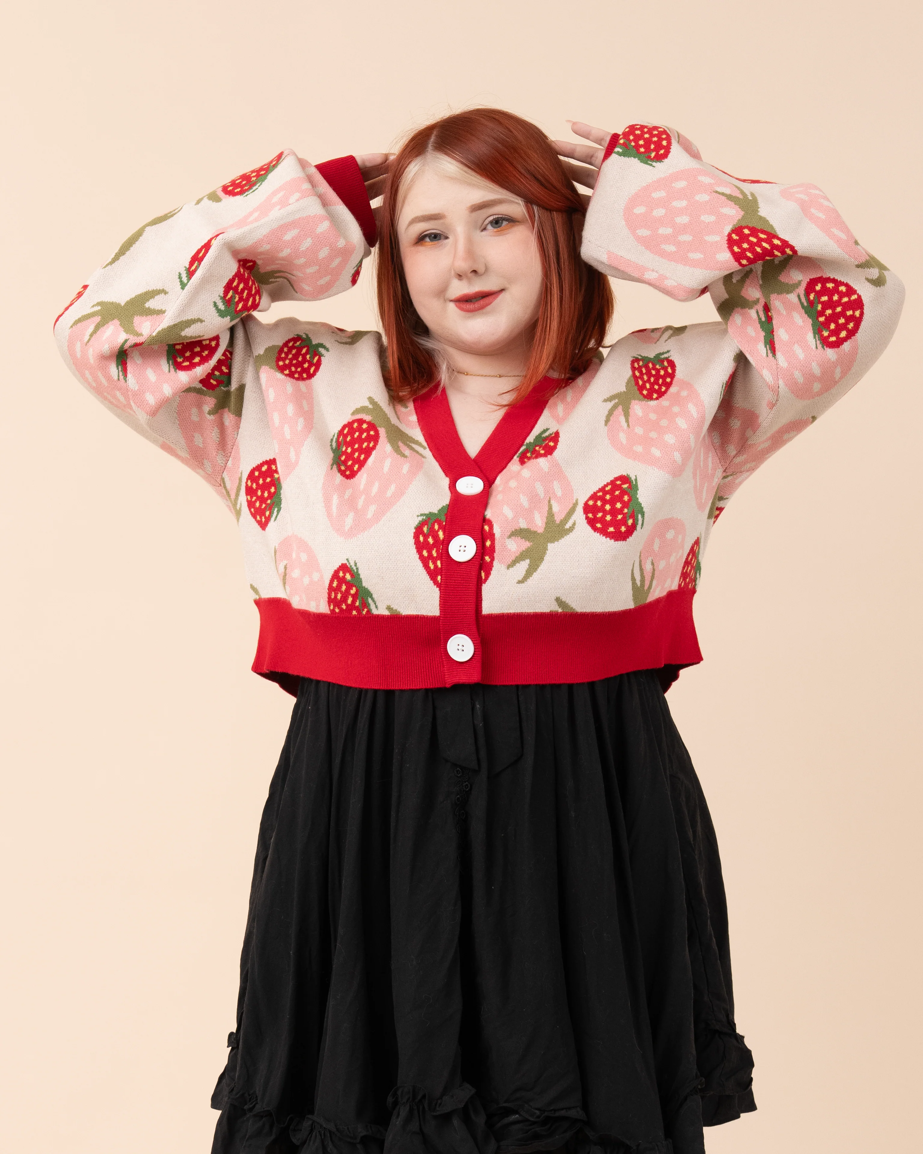 Cropped Strawberry Cardigan - Image 6