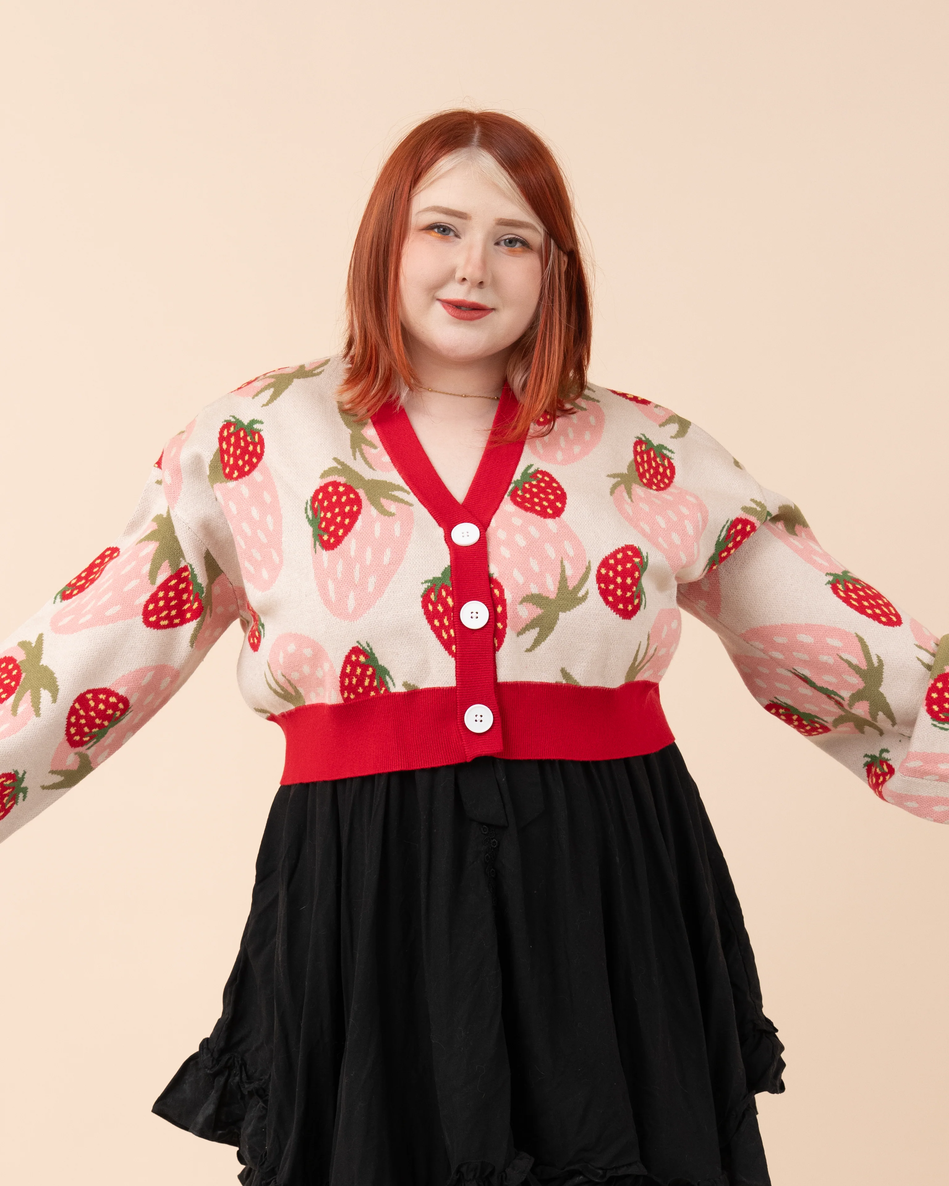 Cropped Strawberry Cardigan - Image 8