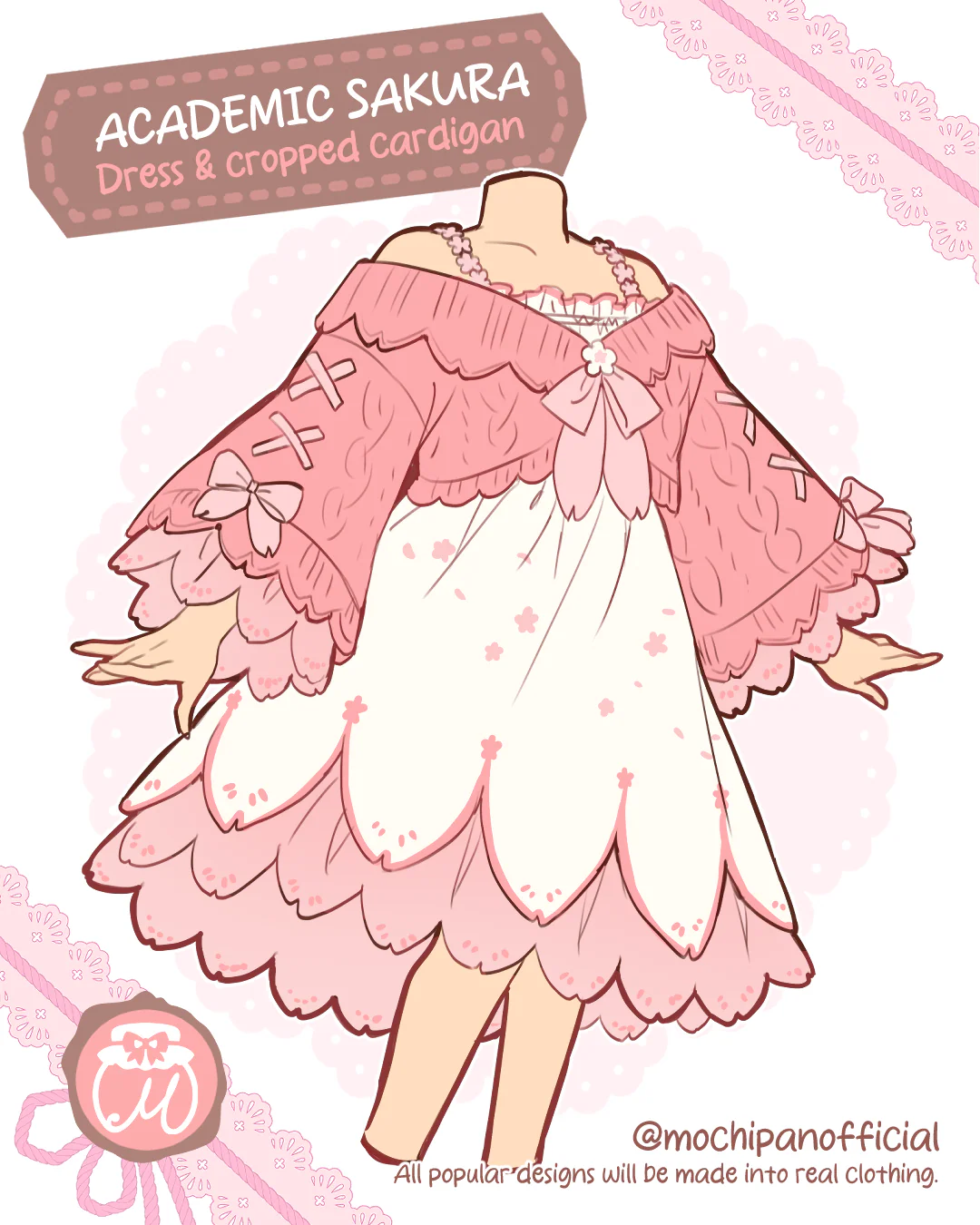 (Interest Check) Academic Sakura Dress w/ Corset & Cardigan - Image 2