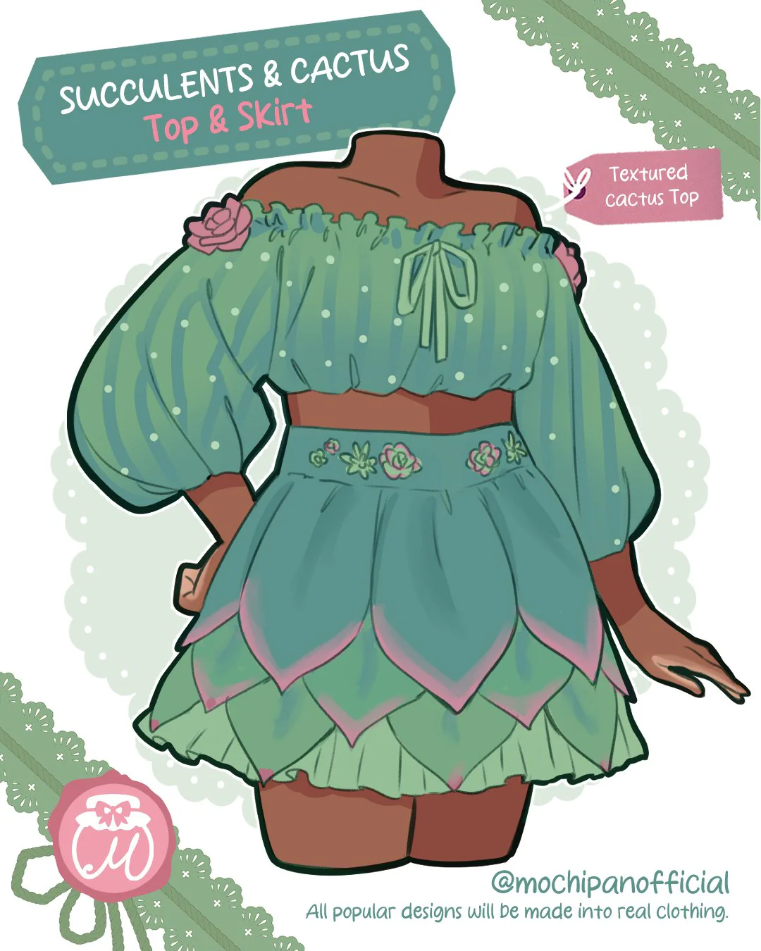 (Interest Check) Succulent & Cactus Top & Skirt (In Development)