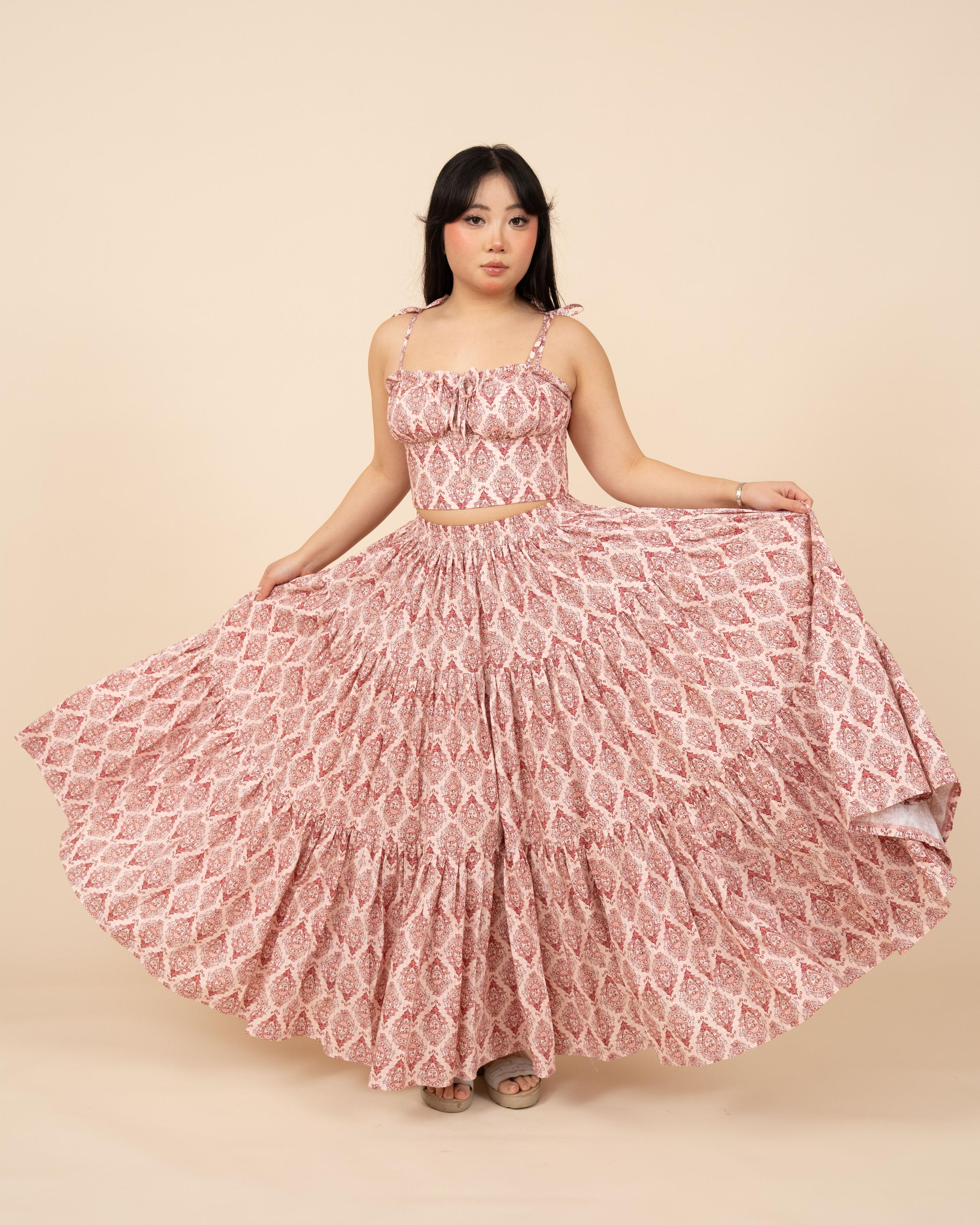 Pink Damask Mushroom Skirt - Image 3
