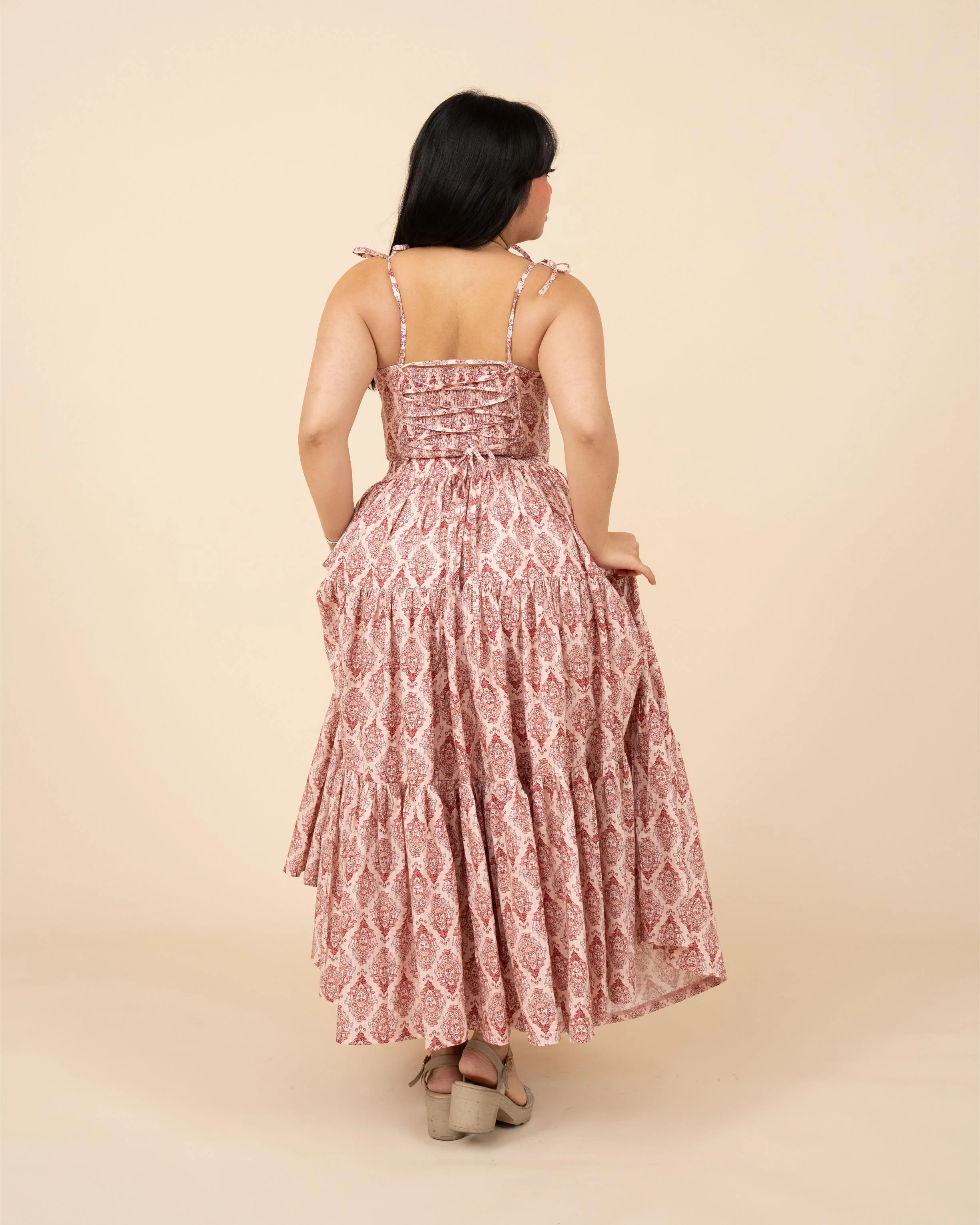 Pink Damask Mushroom Skirt - Image 4