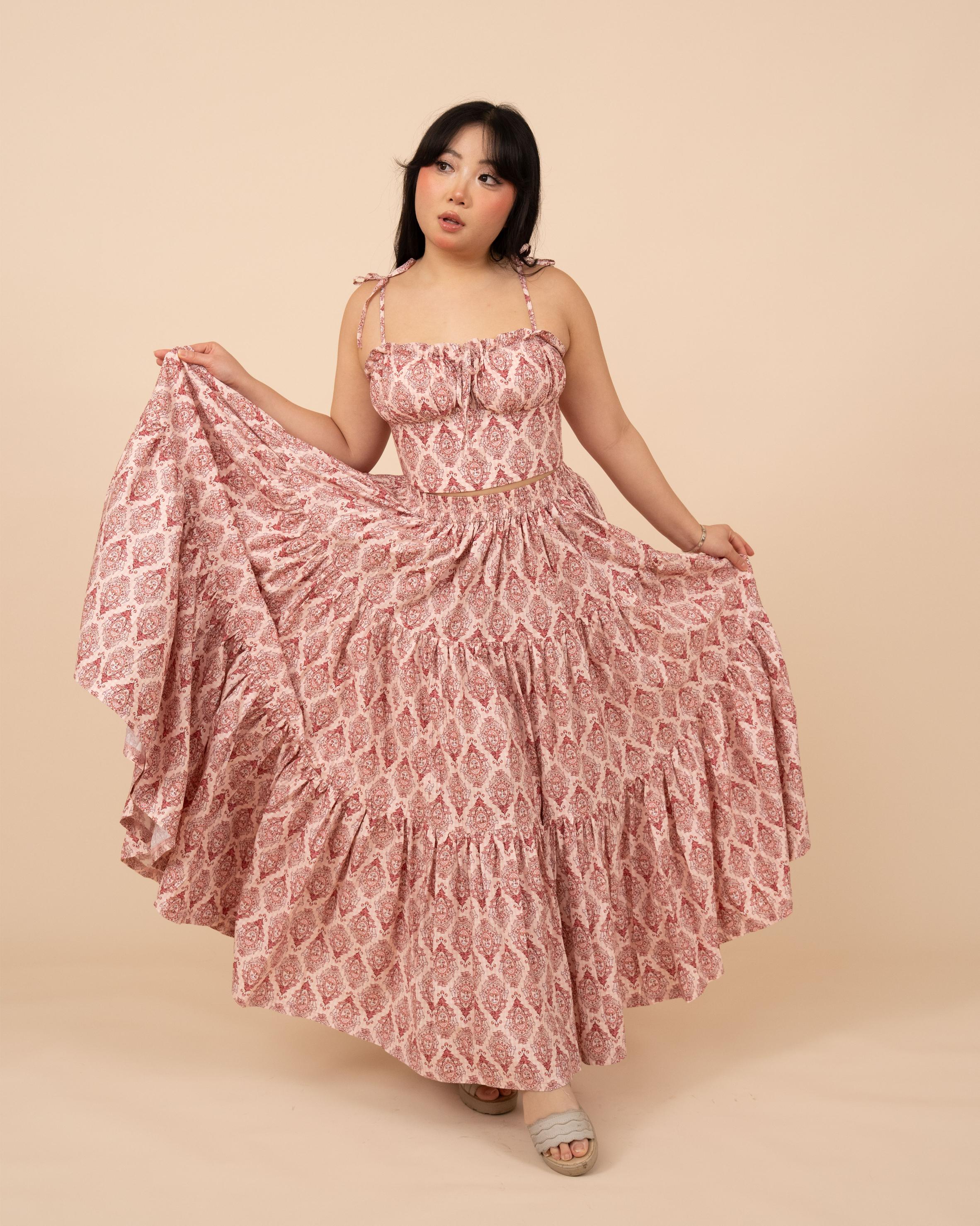 Pink Damask Mushroom Skirt - Image 5