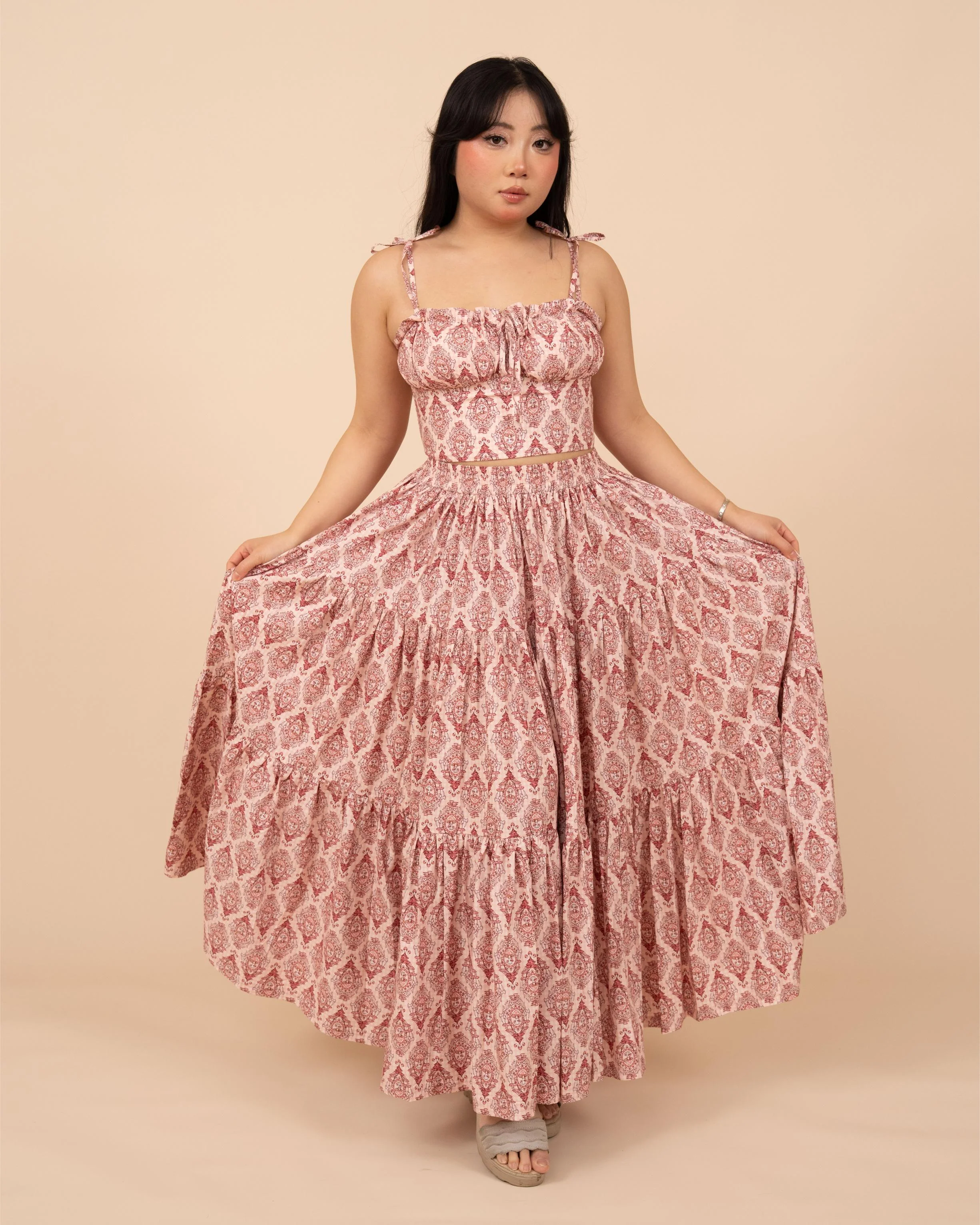 Pink Damask Mushroom Skirt - Image 6