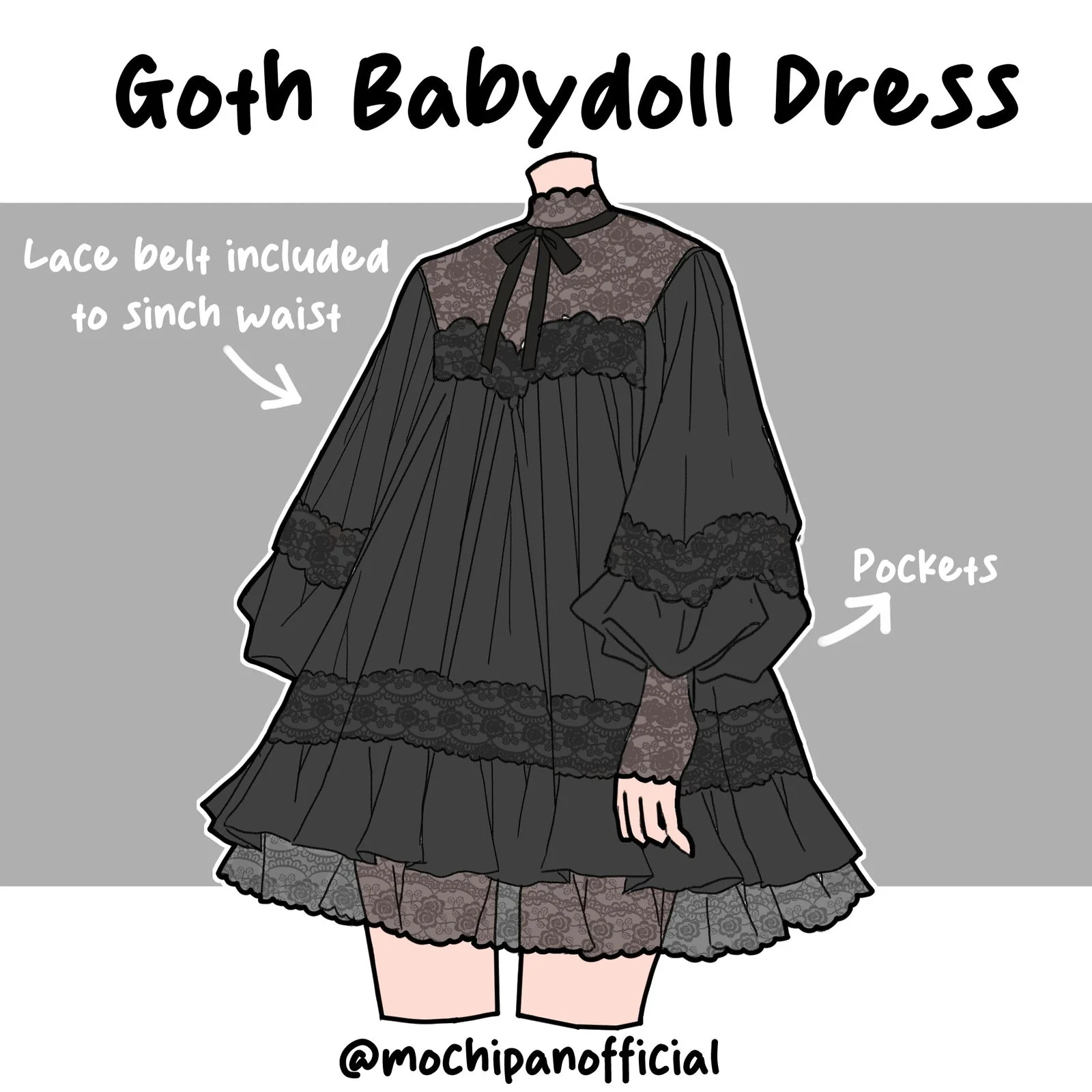 Goth Babydoll Dress (Pre-Order CLOSED) - Image 14